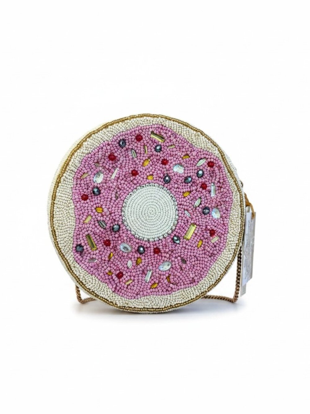 Made in India Strawberry Frosted Donut Beaded Crossbody Novelty Bag